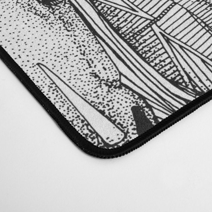 cryptid crowd black white Desk Mat Gallery Image 4