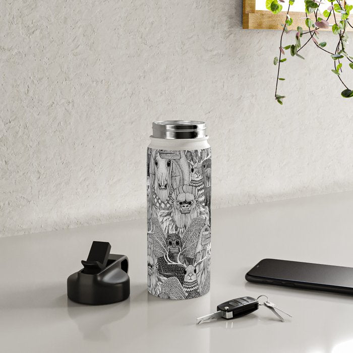 cryptid crowd black white Water Bottle Gallery Image 4