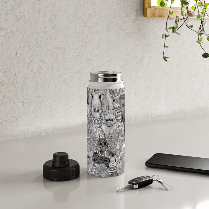 cryptid crowd black white Water Bottle Gallery Image 4