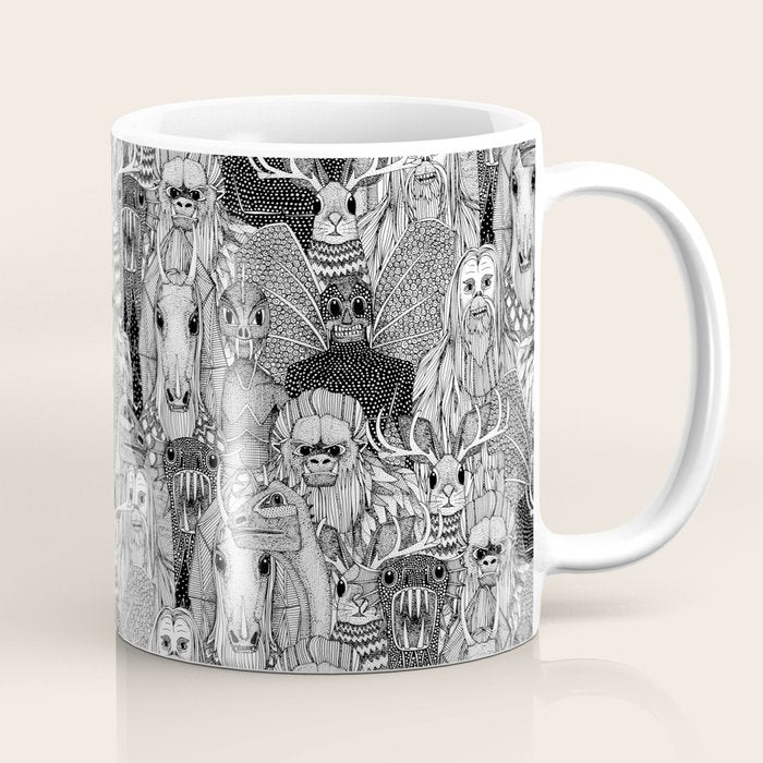 cryptid crowd black white Coffee Mug Gallery Image 1