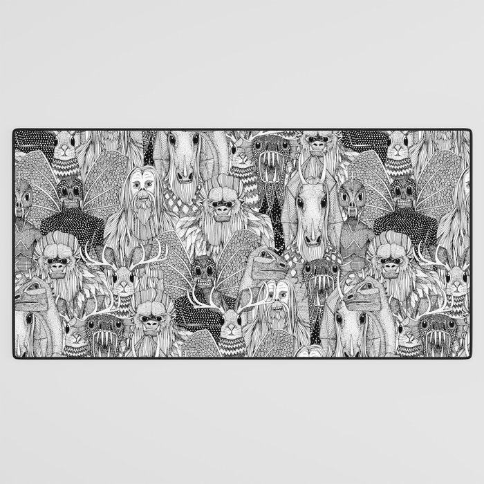 cryptid crowd black white Desk Mat Gallery Image 3