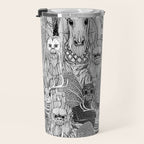 cryptid crowd black white Travel Mug Gallery Image 3