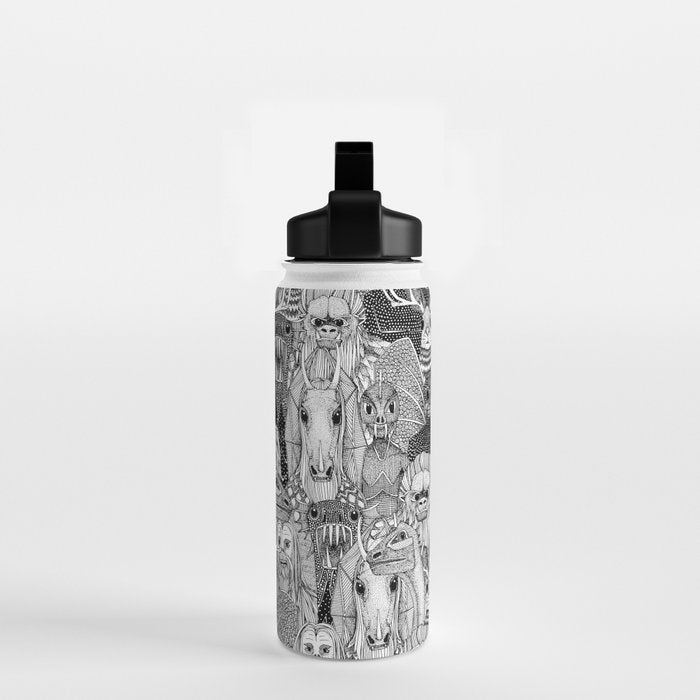 cryptid crowd black white Water Bottle Gallery Image 2