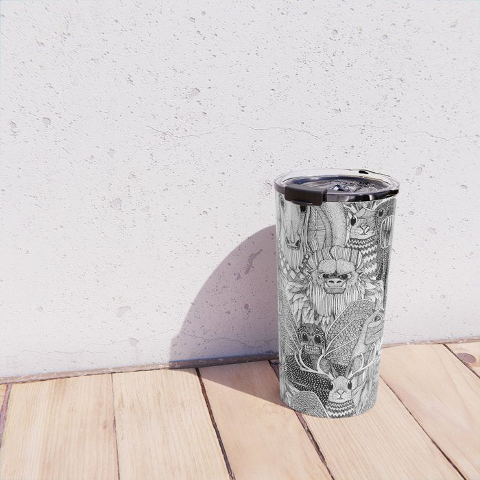 cryptid crowd black white Travel Mug Gallery Image 4