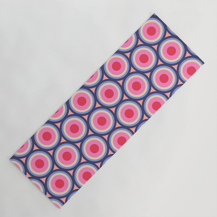 Geometric Mid Century Modern Pattern - Pink background  Yoga Mat Gallery Image 1