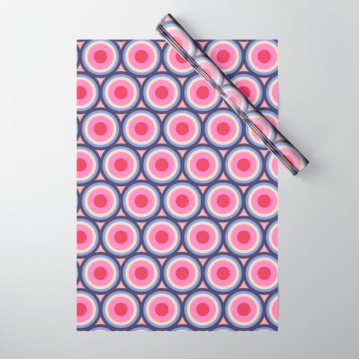 Geometric Mid Century Modern Pattern - Pink background  Wrapping Paper Gallery Image 1
