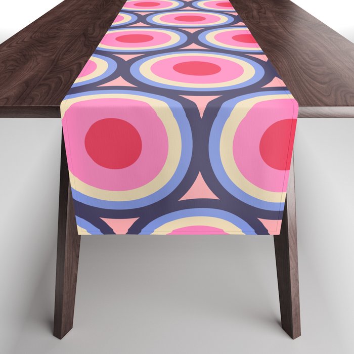 Geometric Mid Century Modern Pattern - Pink background  Table Runner Gallery Image 1