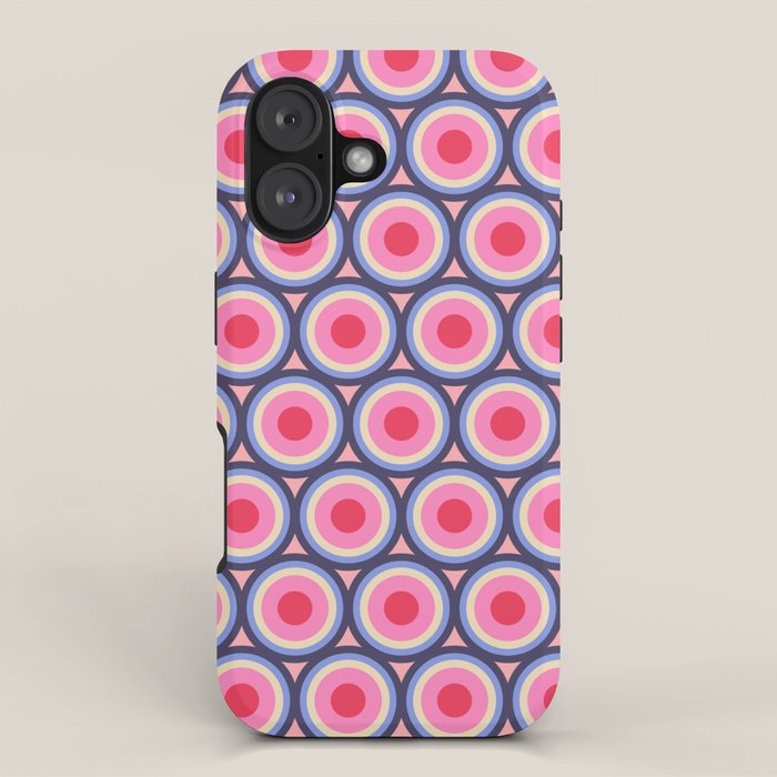 Geometric Mid Century Modern Pattern - Pink background  iPhone Case Gallery Image 1