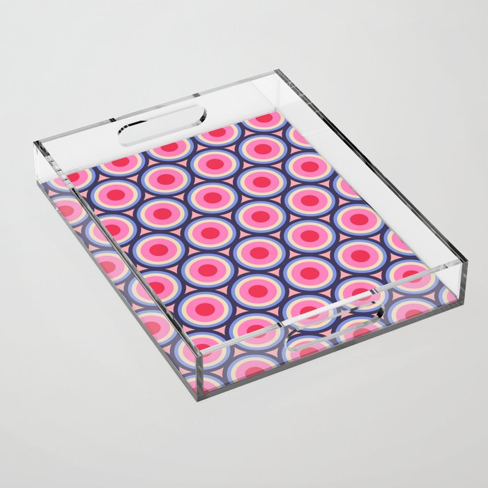 Geometric Mid Century Modern Pattern - Pink background  Acrylic Tray Gallery Image 1