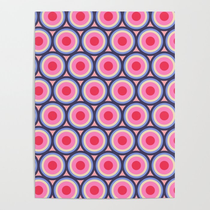 Geometric Mid Century Modern Pattern - Pink background  Poster Gallery Image 1