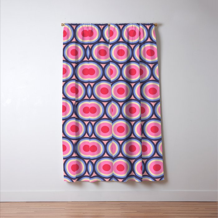 Geometric Mid Century Modern Pattern - Pink background  Window Curtain Gallery Image 3