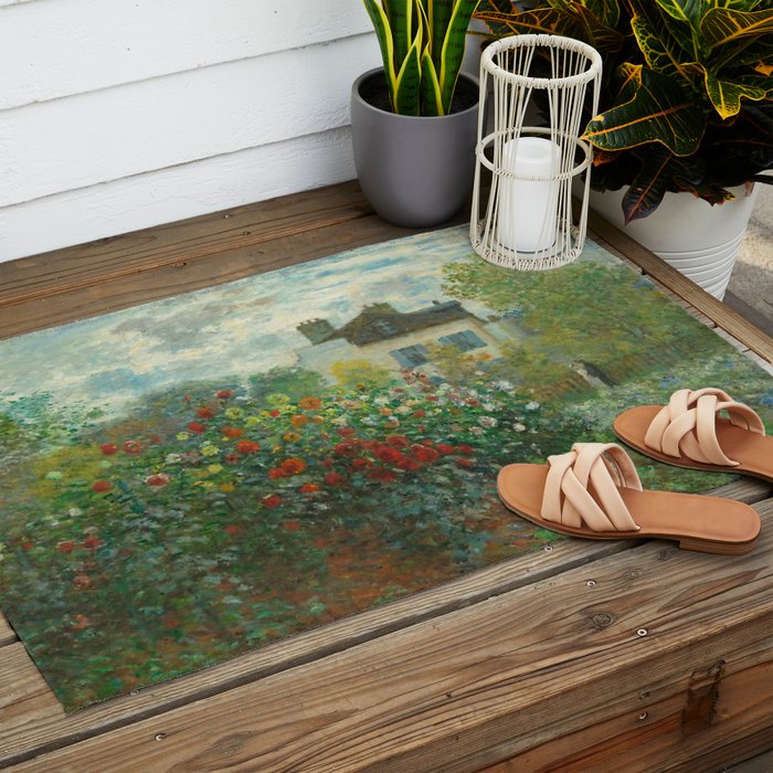 Claude Monet The Artist's Garden In Argenteuil A Corner Of The Garden With Dahlias 1873 Outdoor Rug Gallery Image 2