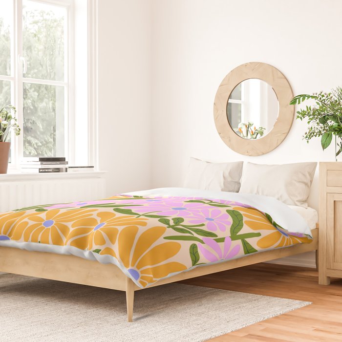Retro Groovy Daisies - Orange, Pink, Very-Peri and Green  Duvet Cover Gallery Image 2