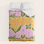 Retro Groovy Daisies - Orange, Pink, Very-Peri and Green  Comforter Gallery Image 6