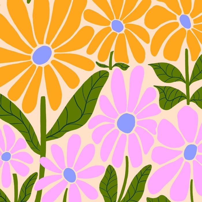 Retro Groovy Daisies - Orange, Pink, Very-Peri and Green  Coffee Mug Gallery Image 2
