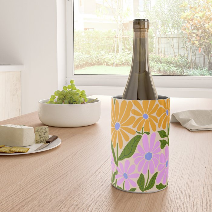 Retro Groovy Daisies - Orange, Pink, Very-Peri and Green  Wine Chiller Gallery Image 4