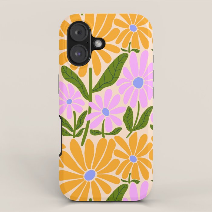 Retro Groovy Daisies - Orange, Pink, Very-Peri and Green  iPhone Case Gallery Image 1