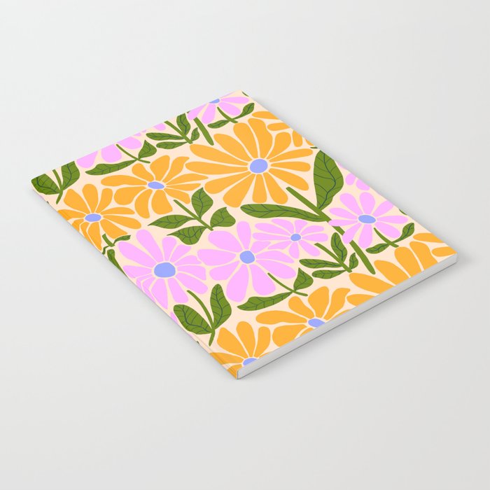 Retro Groovy Daisies - Orange, Pink, Very-Peri and Green  Notebook Gallery Image 1