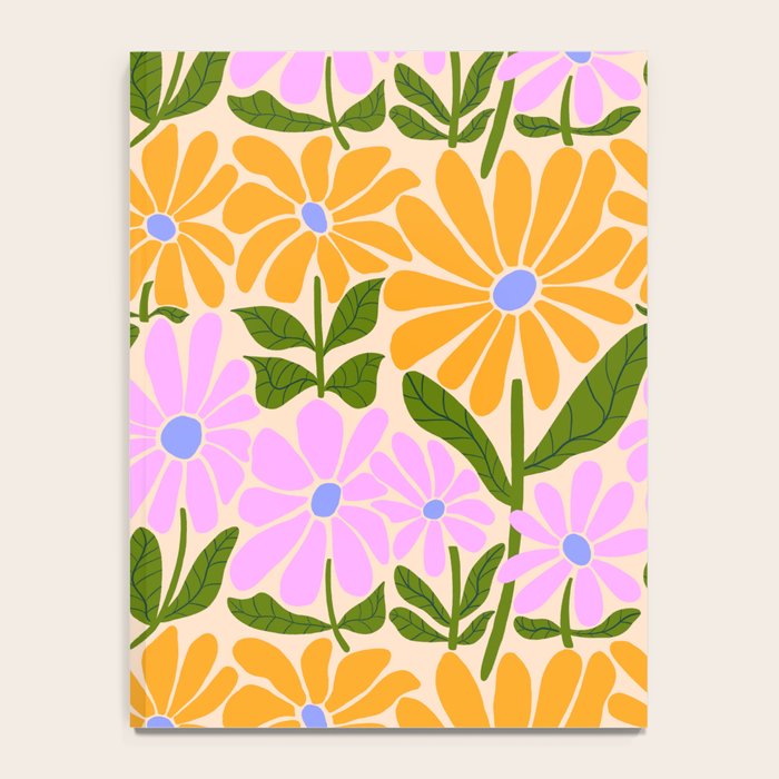 Retro Groovy Daisies - Orange, Pink, Very-Peri and Green  Notebook Gallery Image 4