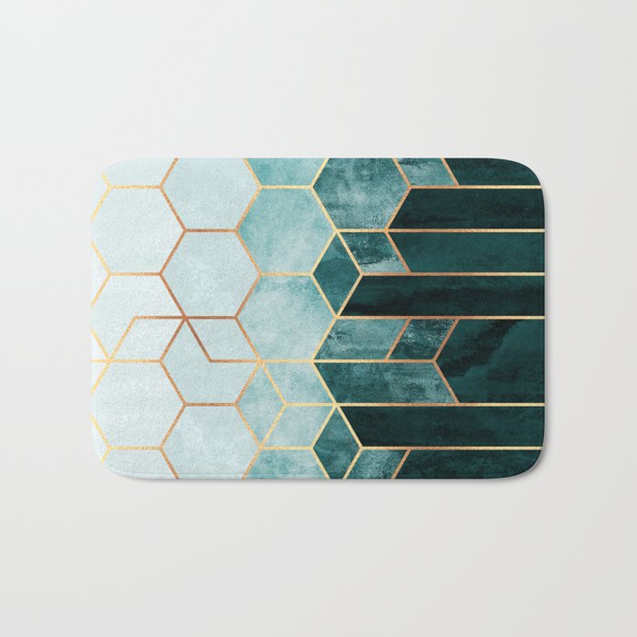Teal Hexagons Bath Mat Gallery Image 1