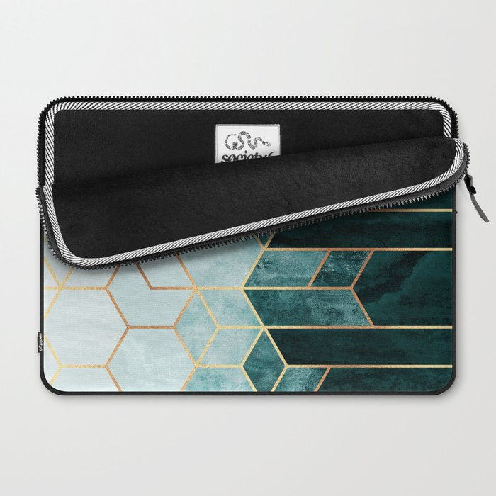 Teal Hexagons Laptop Sleeve Gallery Image 2