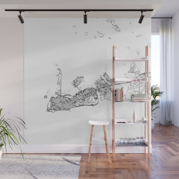 Key West White Map Wall Mural Gallery Image 1