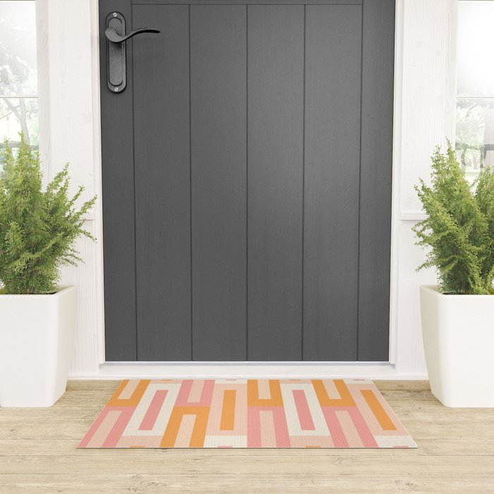 Rectangular Color Blocks In Soft Pastel Tones Welcome Mat Gallery Image 3