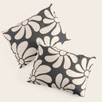 Black and White Retro Super Bloom - 70's vibe  Pillow Sham Gallery Image 3