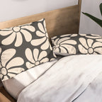 Black and White Retro Super Bloom - 70's vibe  Pillow Sham Gallery Image 2