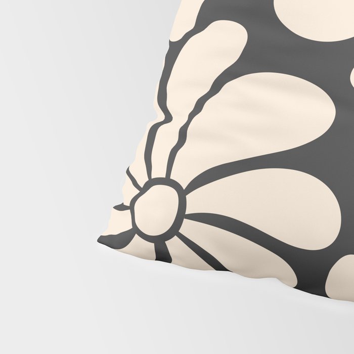 Black and White Retro Super Bloom - 70's vibe  Pillow Sham Gallery Image 4