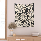 Black and White Retro Super Bloom - 70's vibe  Wall Tapestry Gallery Image 2