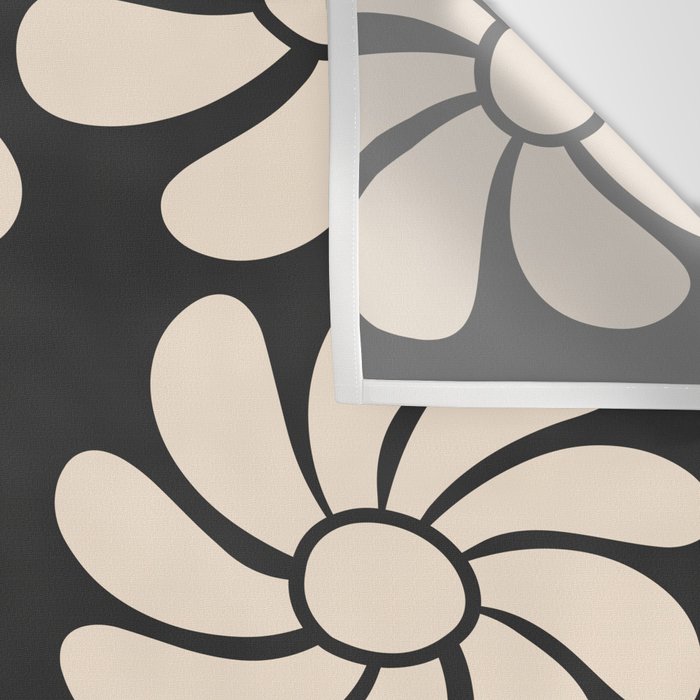 Black and White Retro Super Bloom - 70's vibe  Wall Tapestry Gallery Image 3