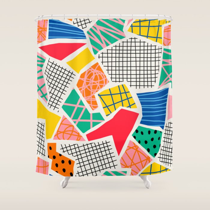 Color Patchwork: Bauhaus Edition Shower Curtain Gallery Image 1