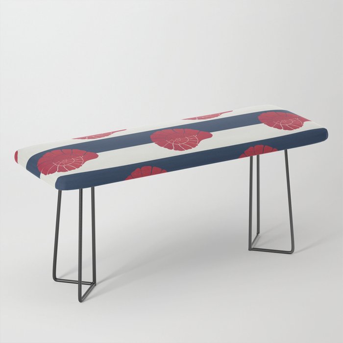 Red nautilus shell and navy stripes Bench Gallery Image 1