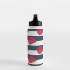 Red nautilus shell and navy stripes Water Bottle Gallery Image 3
