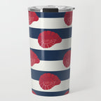 Red nautilus shell and navy stripes Travel Mug Gallery Image 1