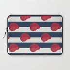 Red nautilus shell and navy stripes Laptop Sleeve Gallery Image 1