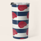 Red nautilus shell and navy stripes Travel Mug Gallery Image 3