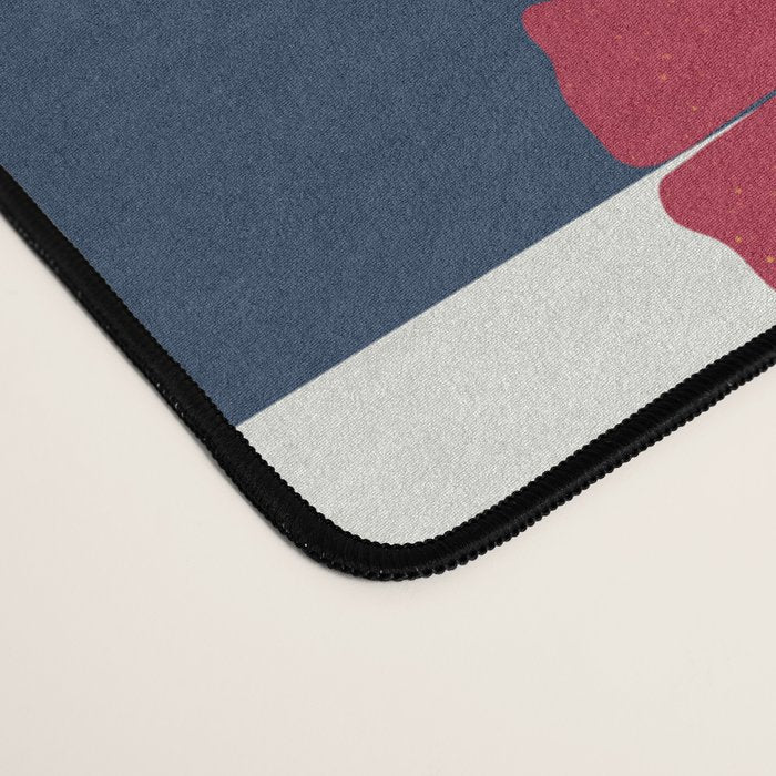 Red nautilus shell and navy stripes Desk Mat Gallery Image 4