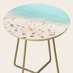 Aerial Beach Photography -  Pastel Ocean  - Colorful Beach Umbrellas - Sea Travel photography Side Table Gallery Image 2