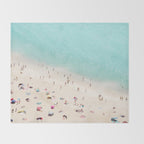 Aerial Beach Photography -  Pastel Ocean  - Colorful Beach Umbrellas - Sea Travel photography Throw Blanket Gallery Image 2