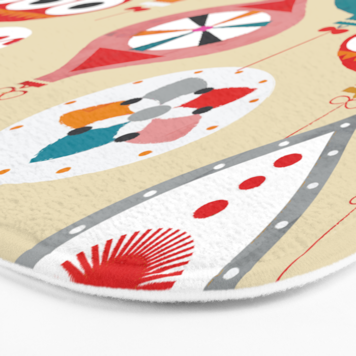 Retro christmas ornaments pattern Bath Mat Gallery Image 3