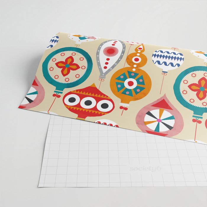 Retro christmas ornaments pattern Wrapping Paper Gallery Image 2