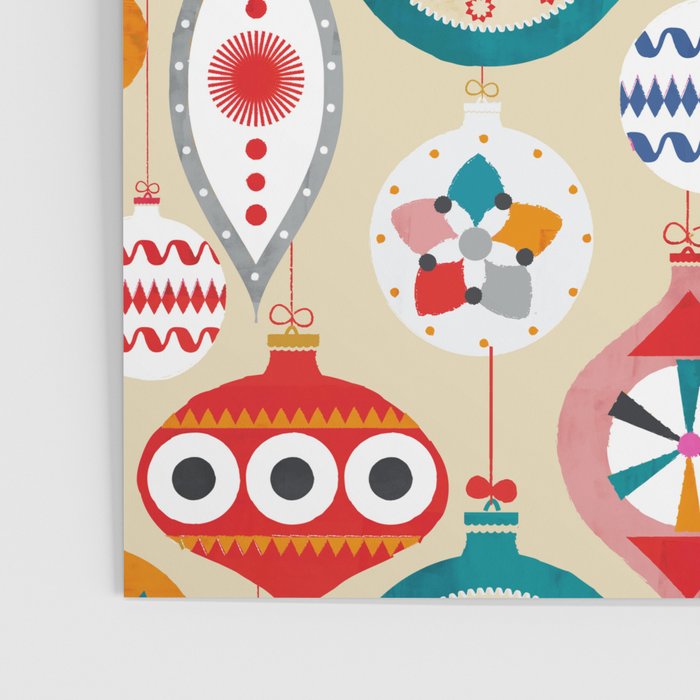 Retro christmas ornaments pattern Poster Gallery Image 3