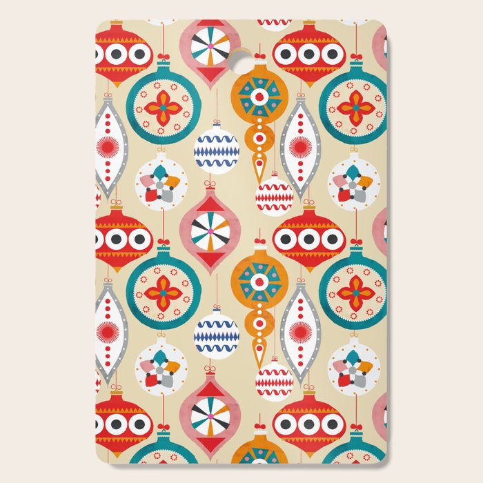 Retro christmas ornaments pattern Cutting Board Gallery Image 1