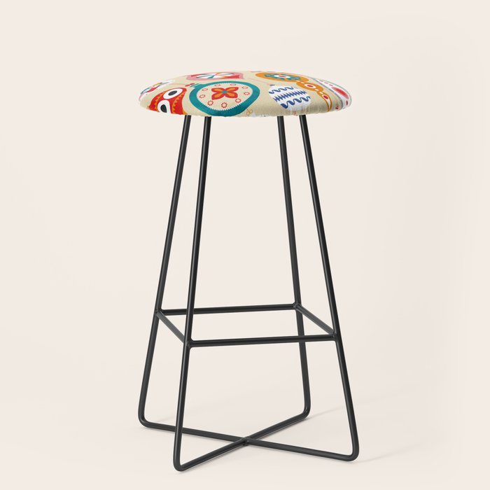 Retro christmas ornaments pattern Stool Gallery Image 1