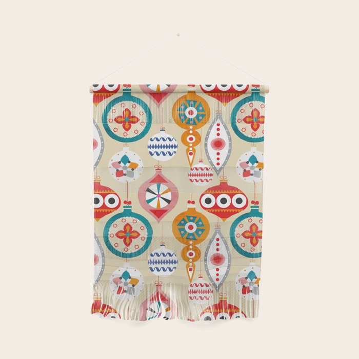 Retro christmas ornaments pattern Wall Hanging Gallery Image 1