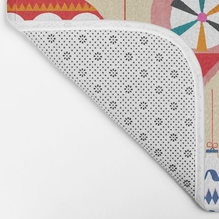 Retro christmas ornaments pattern Bath Mat Gallery Image 2