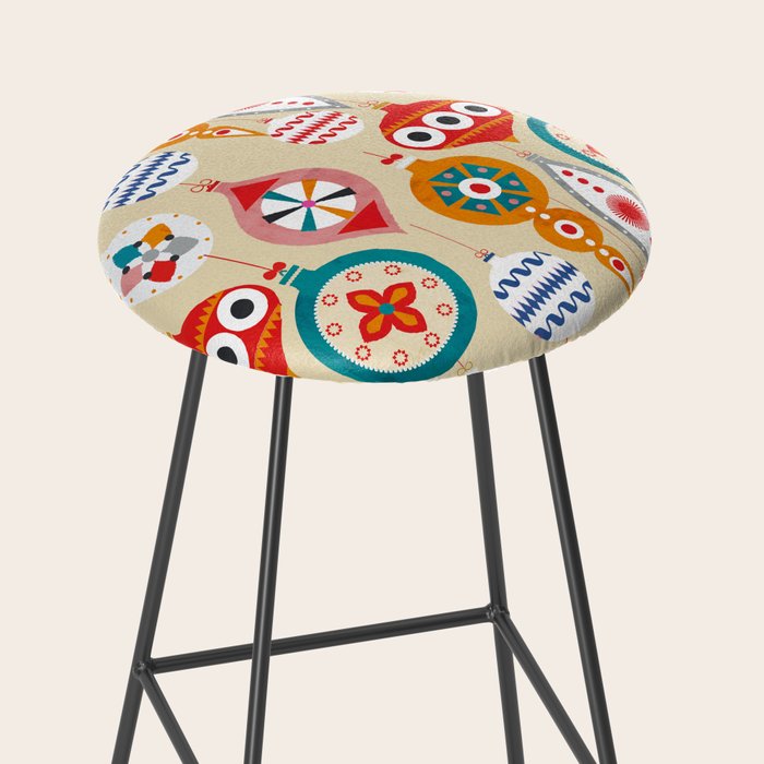 Retro christmas ornaments pattern Stool Gallery Image 2