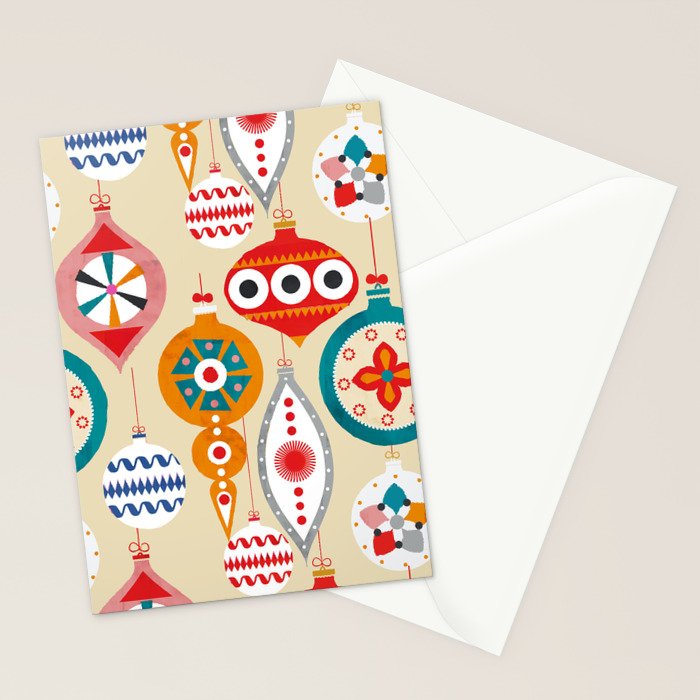 Retro christmas ornaments pattern Stationery Card Gallery Image 2